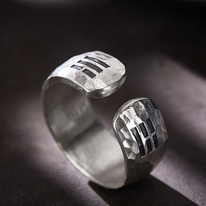 Buddha-Steine, handgefertigt, 999 Sterlingsilber, Yin Yang Bagua Symbol, Harmonie, verstellbarer Ring - image 1
