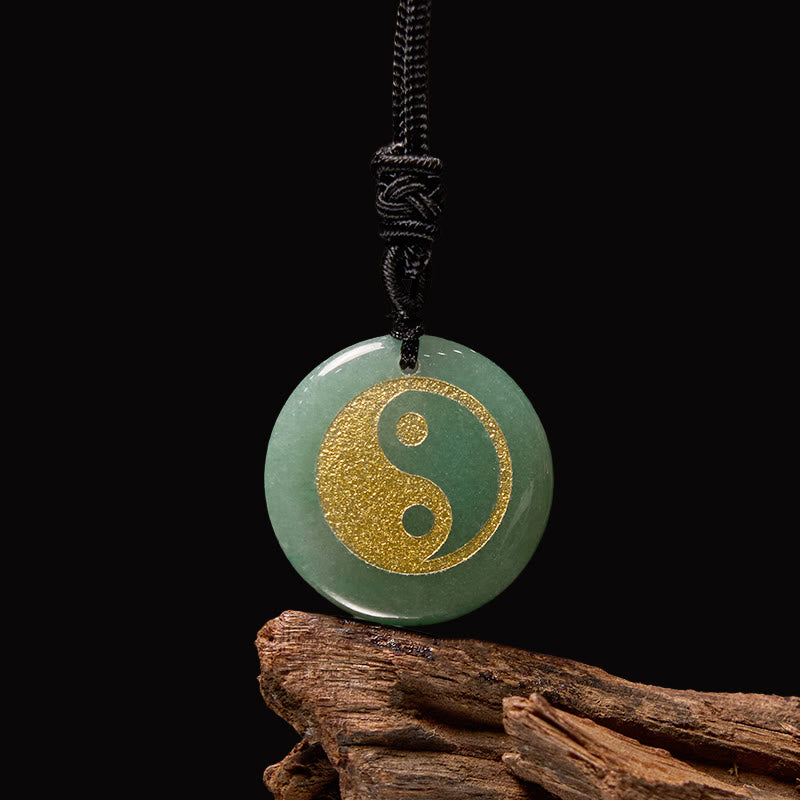 Buddha Stones Verschiedene Kristalle, Amethyst, Tigerauge, grüner Aventurin, Yin-Yang-Anhänger - image 0