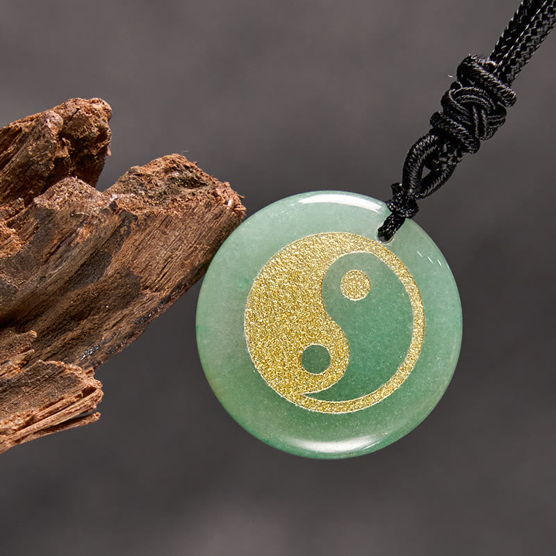 Buddha Stones Verschiedene Kristalle, Amethyst, Tigerauge, grüner Aventurin, Yin-Yang-Anhänger - Grüner Aventurin - image 1