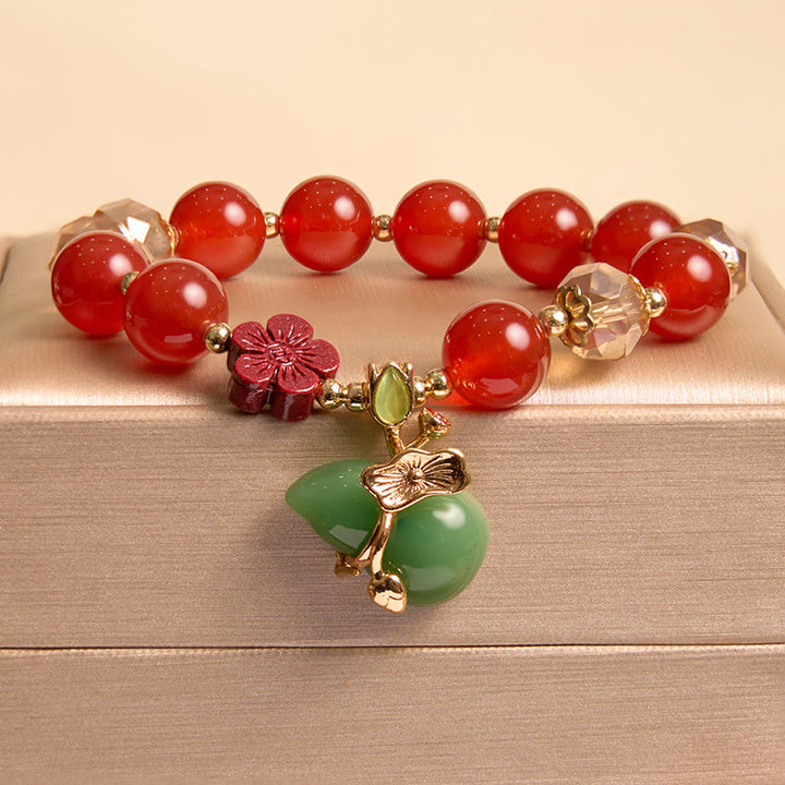 Buddha Stones Natürlicher roter Achat Grüner Achat Kürbis Zinnober Blumenperlen Vertrauensarmband - Roter Achat-Kürbis (Handgelenkumfang 14-16 cm) - image 8