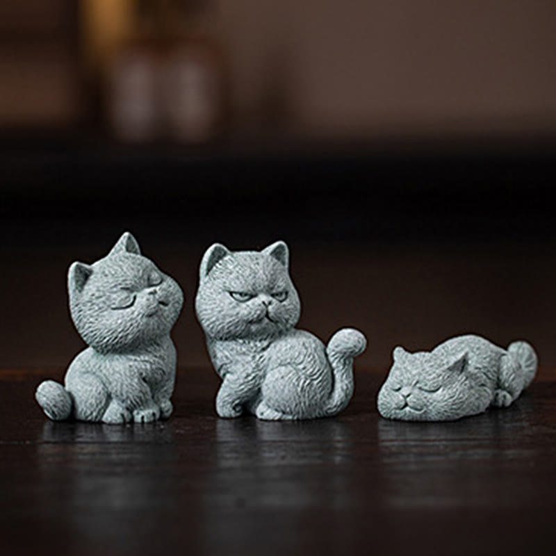 Buddha-Steine, kleine Katze, für Zuhause, Tee-Haustier, Figur, Schreibtisch-Dekoration