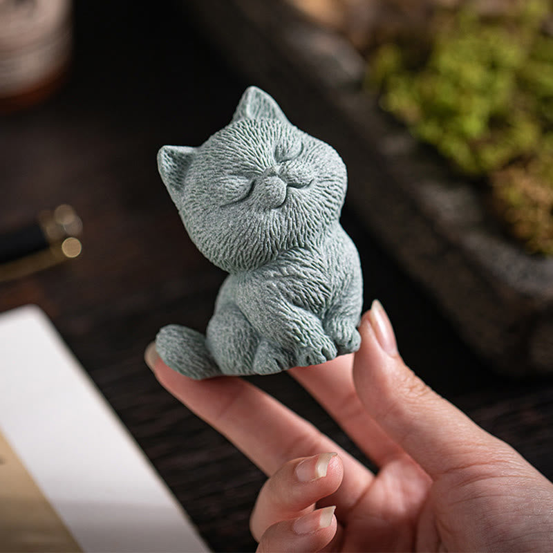 Buddha-Steine, kleine Katze, für Zuhause, Tee-Haustier, Figur, Schreibtisch-Dekoration