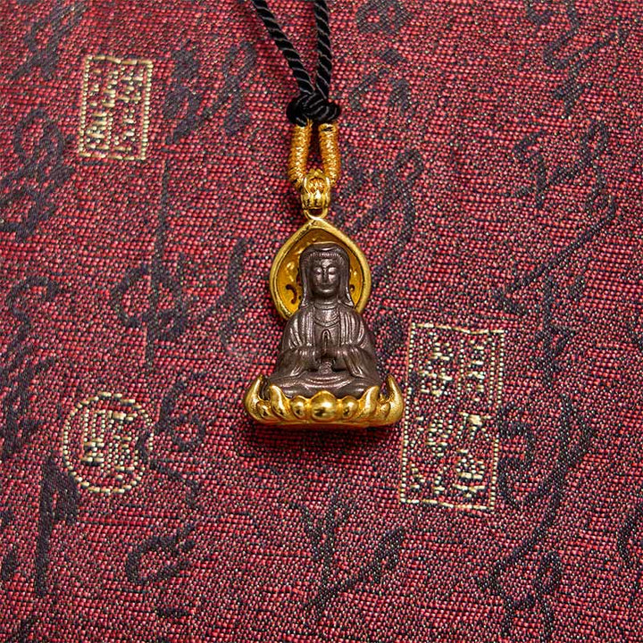 Buddha Steine Legierung Kwan Yin Avalokitesvara Reichtum Seil Halskette Anhänger