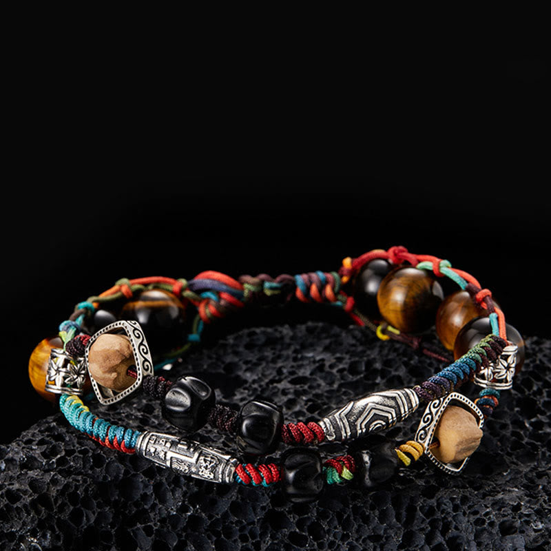 Buddha Stones 925 Sterling Silber Tigerauge Bodhi Samen Handgemachtes Mut Armband - 19 cm passend für einen Handgelenkumfang von 17 cm - image 0
