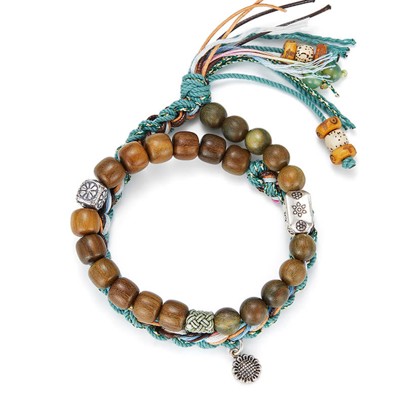 Buddha Stones 925 Sterling Silber Grünes Sandelholz Bodhi Samen Handgemachtes Positives Armband