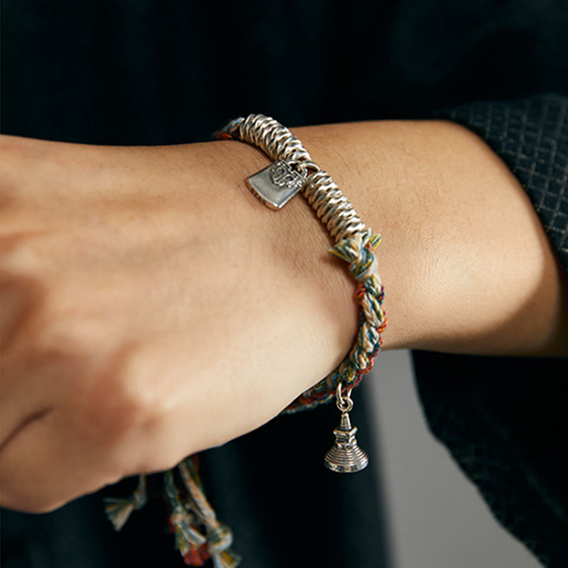 Buddha Stones 925 Sterling Silber handgefertigtes Schutzarmband mit mehreren Strängen - image 9