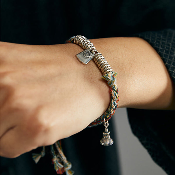 Buddha Stones 925 Sterling Silber handgefertigtes Schutzarmband mit mehreren Strängen - image 9