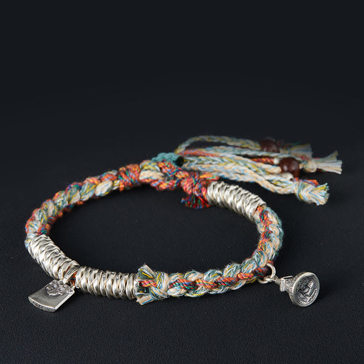 Buddha Stones 925 Sterling Silber handgefertigtes Schutzarmband mit mehreren Strängen - 19 cm, passend für einen Handgelenkumfang von 17 cm - image 0