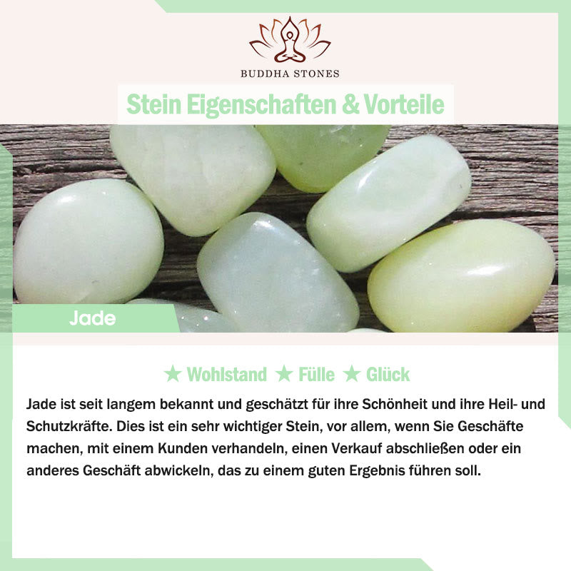 Buddha Stones Ring zum Schutz des Wohlstands aus natürlicher Jade