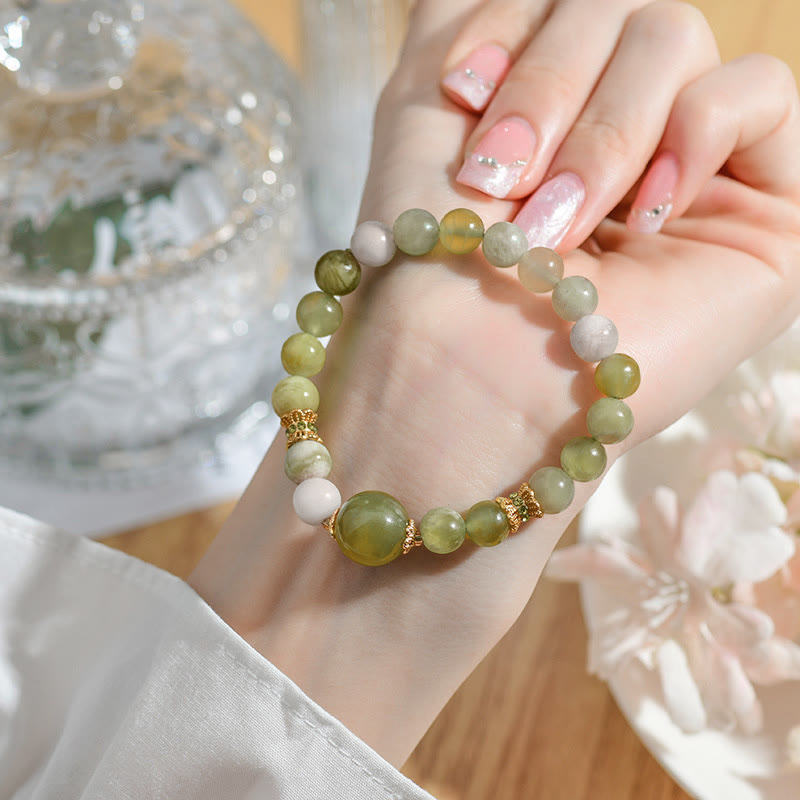 Buddha Stones Jade-Armband in Traubengrün