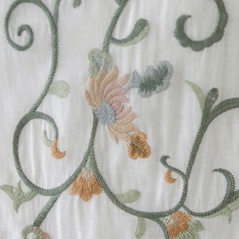 Buddha Stones 2-teiliges Set mit Blumenstickerei, kurzärmligem T-Shirt und Hose mit weitem Bein - image 18