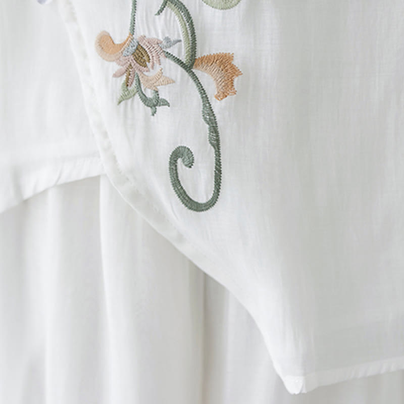 Buddha Stones 2-teiliges Set mit Blumenstickerei, kurzärmligem T-Shirt und Hose mit weitem Bein - image 19