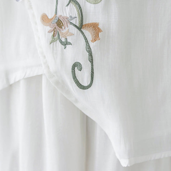 Buddha Stones 2-teiliges Set mit Blumenstickerei, kurzärmligem T-Shirt und Hose mit weitem Bein - image 19