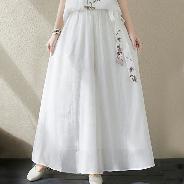 Buddha Stones 2-teiliges Set mit Blumenstickerei, kurzärmligem T-Shirt und Hose mit weitem Bein - image 22