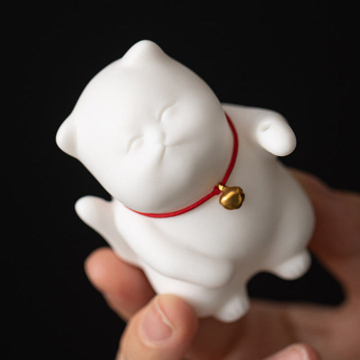 Buddha-Steine, Mini-Räucherstäbchenhalter mit süßer Katze aus Keramik, heilende Wirkung, Schreibtisch-Dekoration - image 6