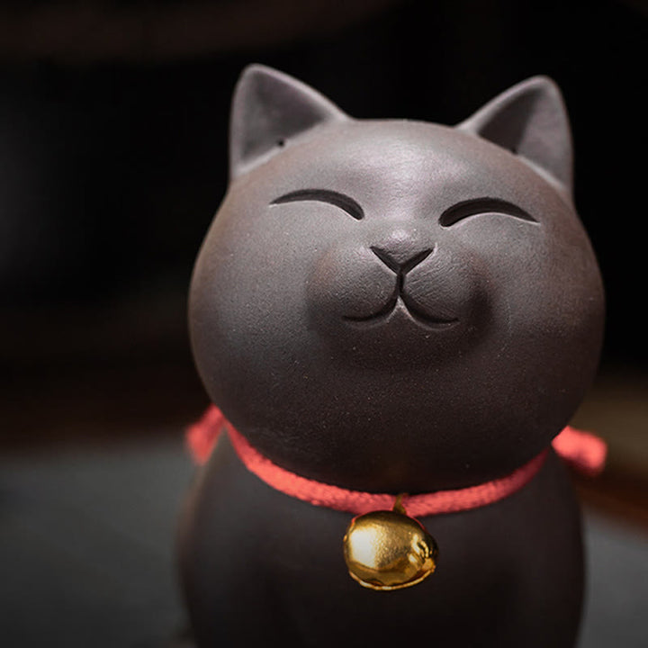 Buddha Steine Mini Schöne Katze Tee Haustier Lila Ton Figur Schreibtisch Dekoration