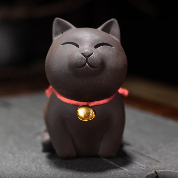 Buddha Steine Mini Schöne Katze Tee Haustier Lila Ton Figur Schreibtisch Dekoration