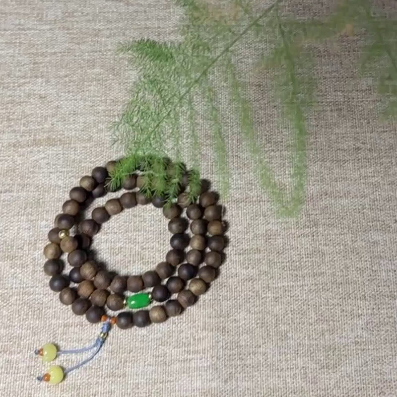 Buddha Stones 108 Mala-Perlen Nha Trang Bai Qinan Adlerholz Cyan Jade Bernstein Kraft Meditationsarmband