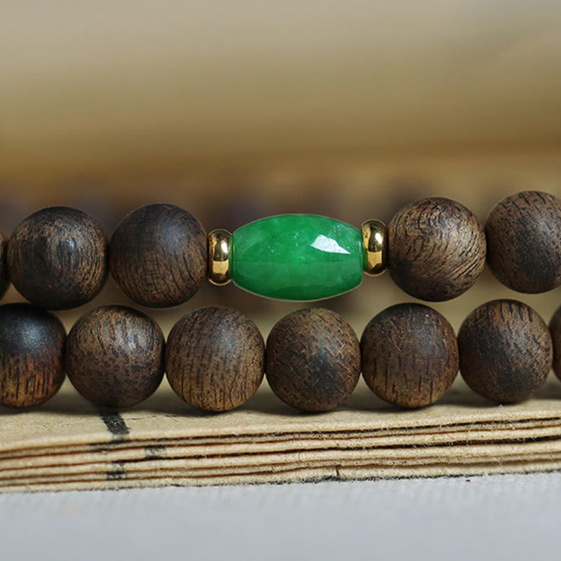 Buddha Stones 108 Mala-Perlen Nha Trang Bai Qinan Adlerholz Cyan Jade Bernstein Kraft Meditationsarmband