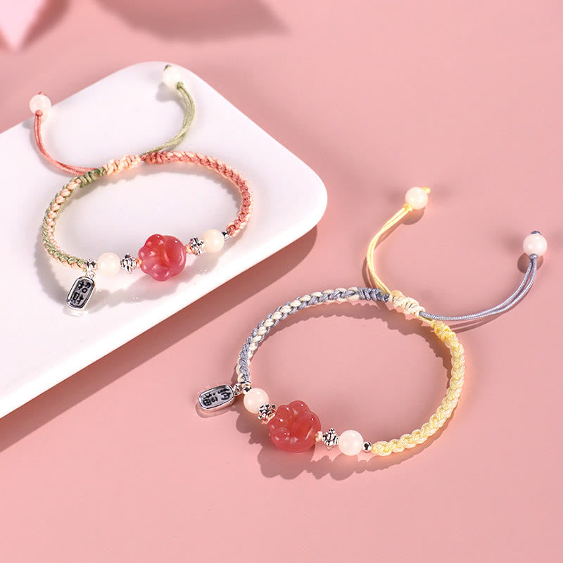 Buddha-Steine, Yanyuan-Achat, Katzenklaue, Pfote, Weiß Bodhi-Samen, Fu-Charakter, positives geflochtenes Seil-Armband - image 2
