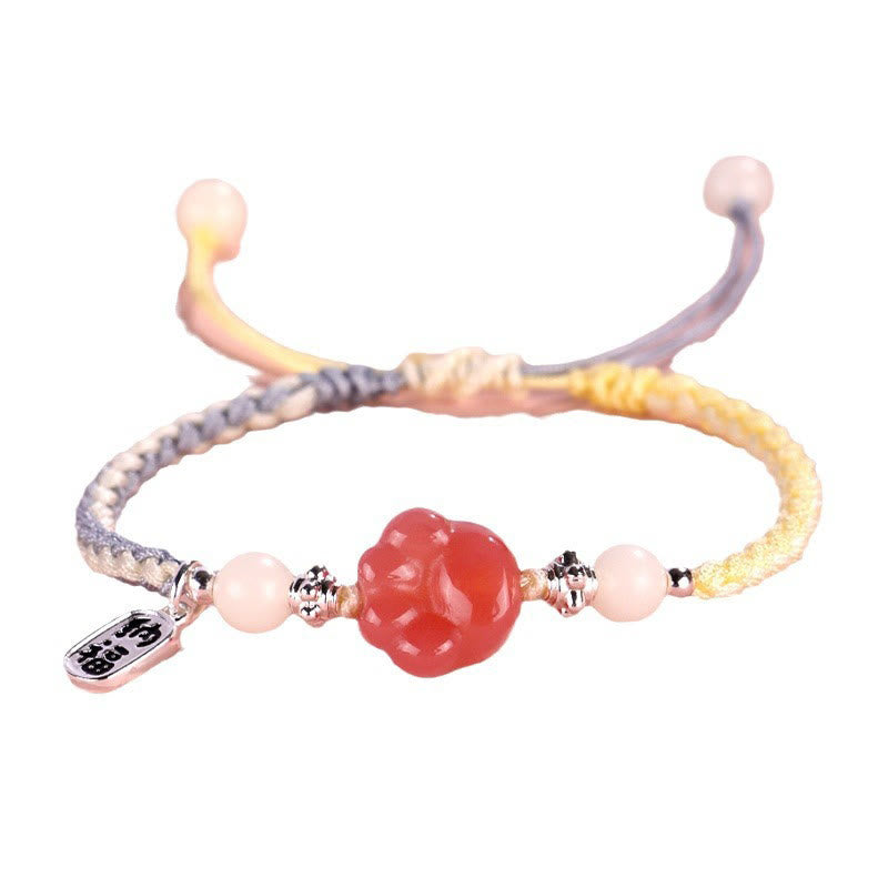 Buddha-Steine, Yanyuan-Achat, Katzenklaue, Pfote, Weiß Bodhi-Samen, Fu-Charakter, positives geflochtenes Seil-Armband - image 9
