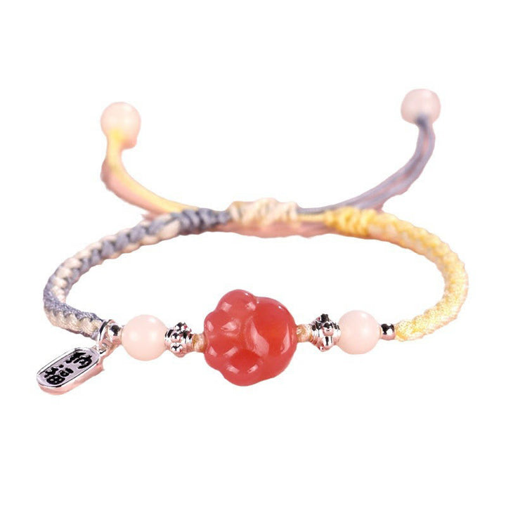 Buddha-Steine, Yanyuan-Achat, Katzenklaue, Pfote, Weiß Bodhi-Samen, Fu-Charakter, positives geflochtenes Seil-Armband - image 9