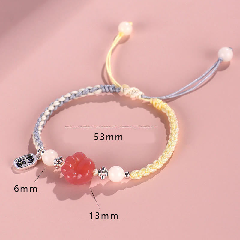 Buddha-Steine, Yanyuan-Achat, Katzenklaue, Pfote, Weiß Bodhi-Samen, Fu-Charakter, positives geflochtenes Seil-Armband - image 8