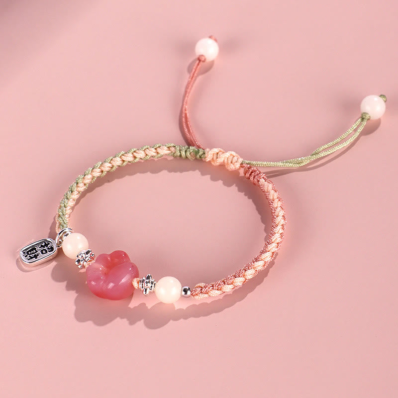 Buddha-Steine, Yanyuan-Achat, Katzenklaue, Pfote, Weiß Bodhi-Samen, Fu-Charakter, positives geflochtenes Seil-Armband - image 11