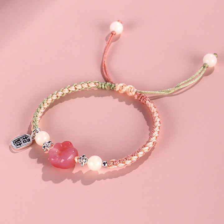 Buddha-Steine, Yanyuan-Achat, Katzenklaue, Pfote, Weiß Bodhi-Samen, Fu-Charakter, positives geflochtenes Seil-Armband - image 11