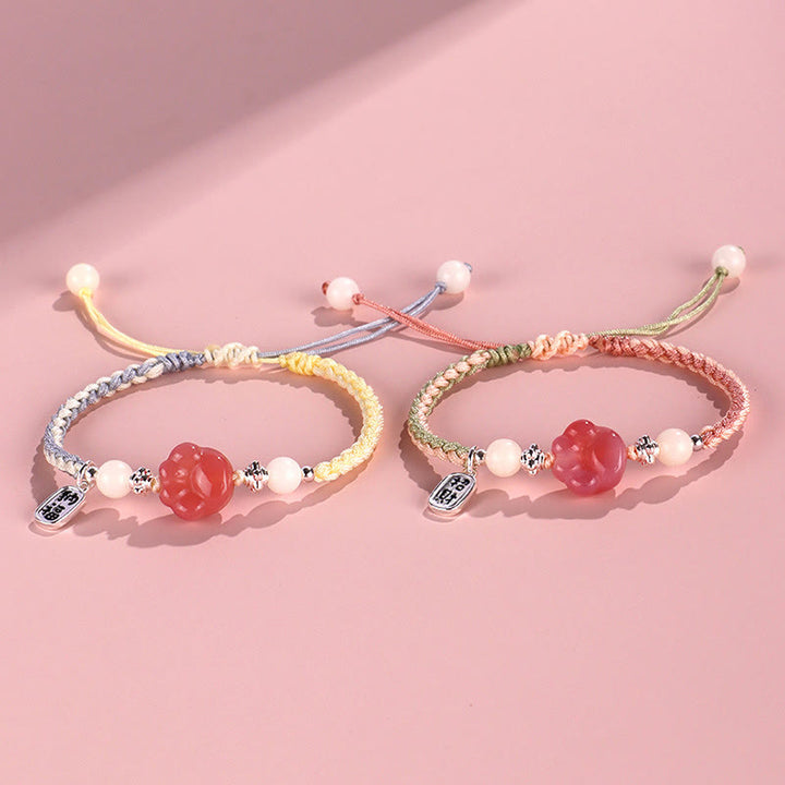 Buddha-Steine, Yanyuan-Achat, Katzenklaue, Pfote, Weiß Bodhi-Samen, Fu-Charakter, positives geflochtenes Seil-Armband - image 12