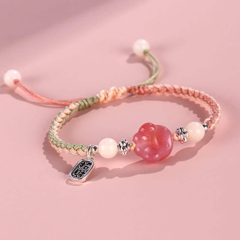 Buddha-Steine, Yanyuan-Achat, Katzenklaue, Pfote, Weiß Bodhi-Samen, Fu-Charakter, positives geflochtenes Seil-Armband - Grün-Rosa (Handgelenkumfang 14–18 cm) - image 10