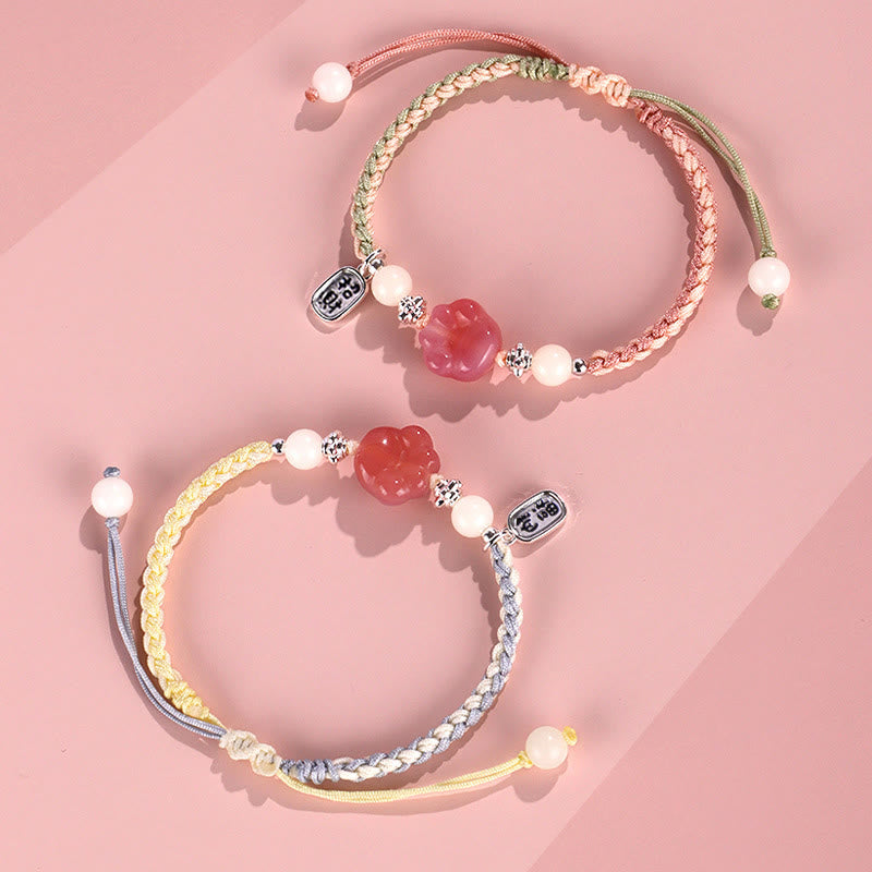 Buddha-Steine, Yanyuan-Achat, Katzenklaue, Pfote, Weiß Bodhi-Samen, Fu-Charakter, positives geflochtenes Seil-Armband - image 13
