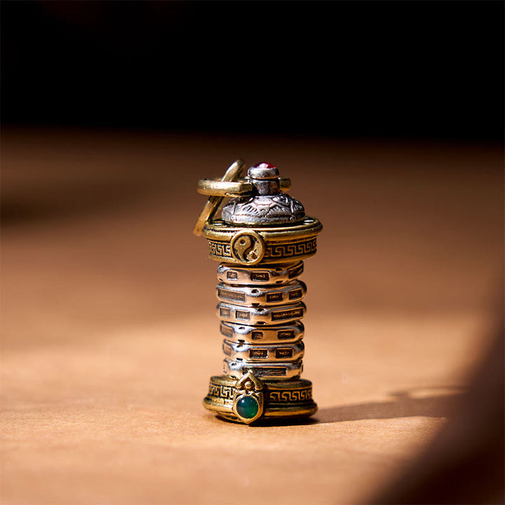 Buddha Steine ​​Yin Yang Turm Kupfer Balance Drehbare Halskette Anhänger - image 4