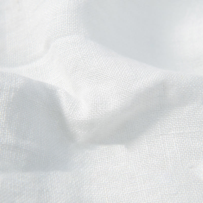 Buddha Stones Einfarbig Kurzarm Halbknopf Hemd Baumwollleinen Herren Kleidung - image 16