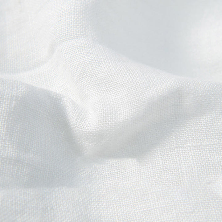 Buddha Stones Einfarbig Kurzarm Halbknopf Hemd Baumwollleinen Herren Kleidung - image 16