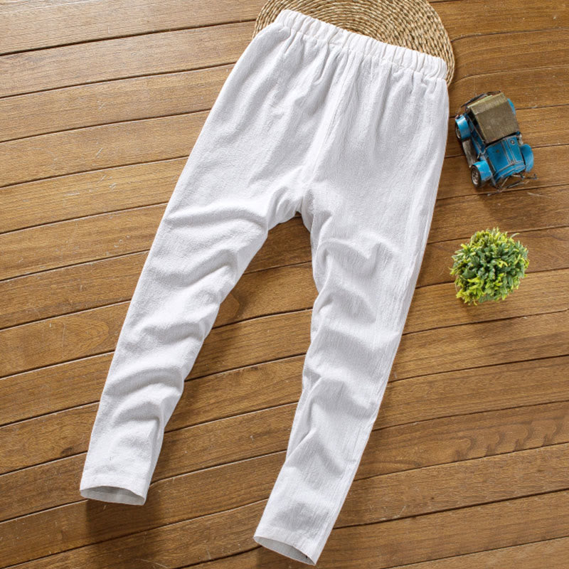 Buddha Stones 2-teiliges Herren-Set mit einfarbigen Baumwollknöpfen und kurzen Ärmeln, T-Shirt und Hose - image 8
