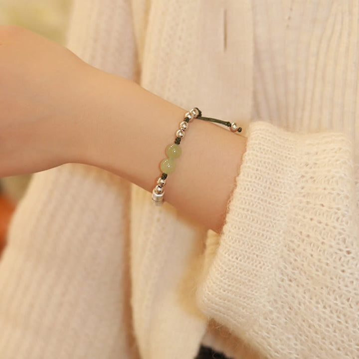 Buddha Stones 925 Sterling Silber Natur Jade Fu Charakter Bambus Fülle Armband - image 9
