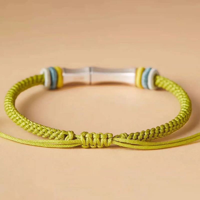 Buddha Stones 999 Sterling Silber Rote Schnur Bambus Erleuchtungsarmband - image 3