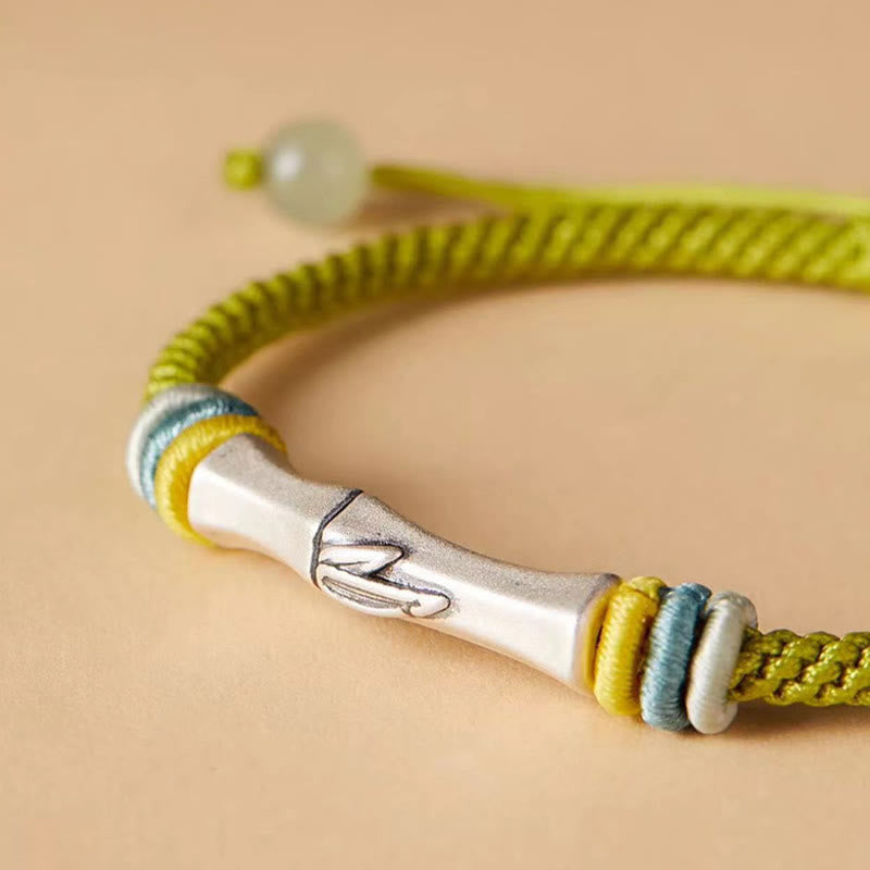 Buddha Stones 999 Sterling Silber Rote Schnur Bambus Erleuchtungsarmband - image 8