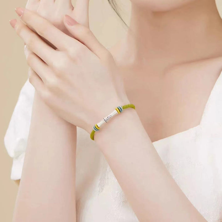 Buddha Stones 999 Sterling Silber Rote Schnur Bambus Erleuchtungsarmband - image 10