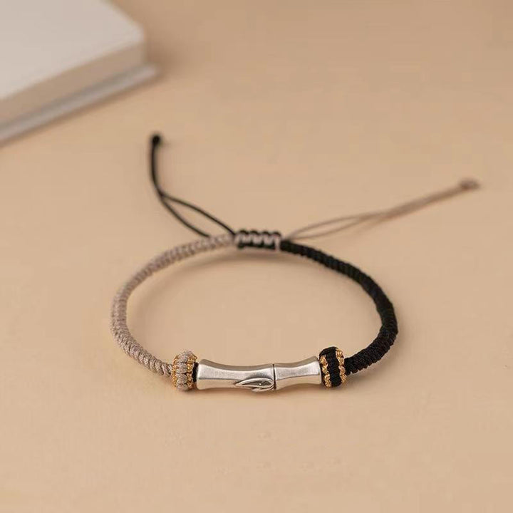 Buddha Stones 925 Sterling Silber Bambus Schutz geflochtenes Armband - Schwarz (Handgelenkumfang 15-18 cm) - image 3