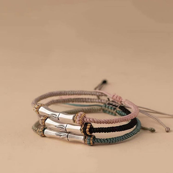 Buddha Stones 925 Sterling Silber Bambus Schutz geflochtenes Armband - image 0
