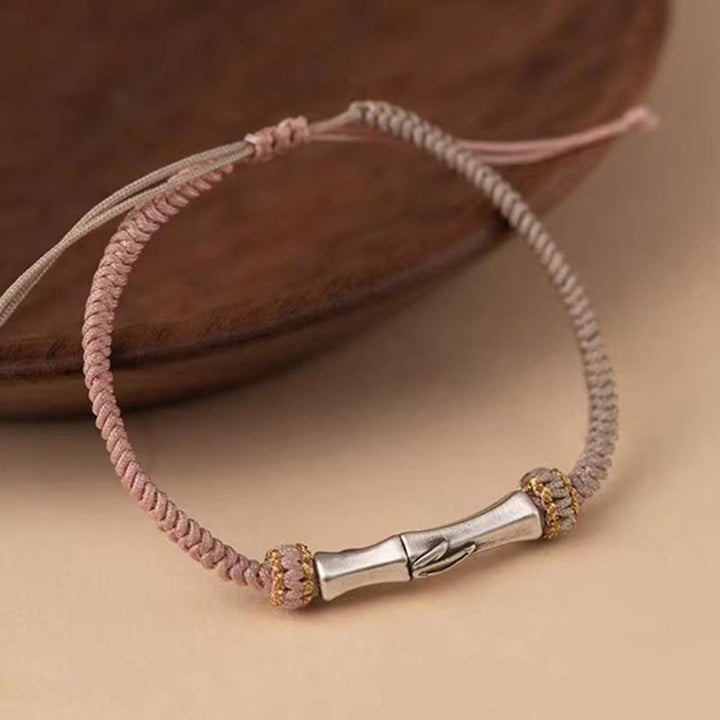 Buddha Stones 925 Sterling Silber Bambus Schutz geflochtenes Armband - image 9