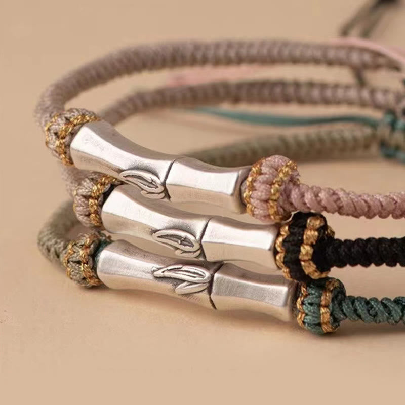 Buddha Stones 925 Sterling Silber Bambus Schutz geflochtenes Armband - image 13