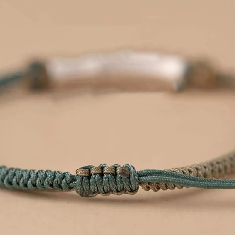Buddha Stones 925 Sterling Silber Bambus Schutz geflochtenes Armband - image 12