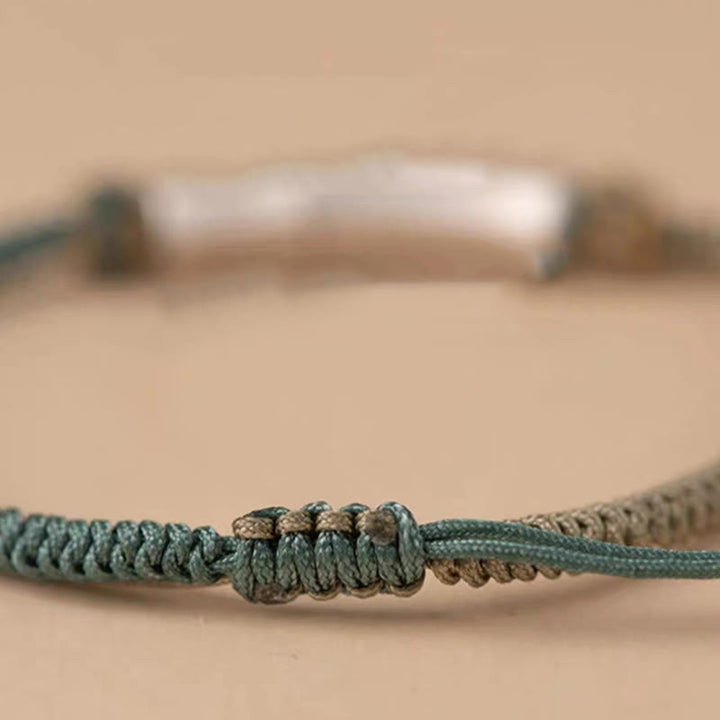 Buddha Stones 925 Sterling Silber Bambus Schutz geflochtenes Armband - image 12