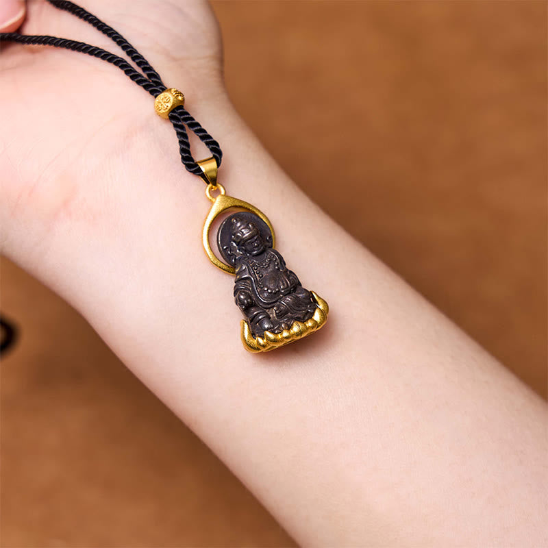 Buddha-Steine, tibetischer gelber Jambhala, gelber Gott des Reichtums, Buddha, Gelassenheit, Halskettenanhänger - image 2