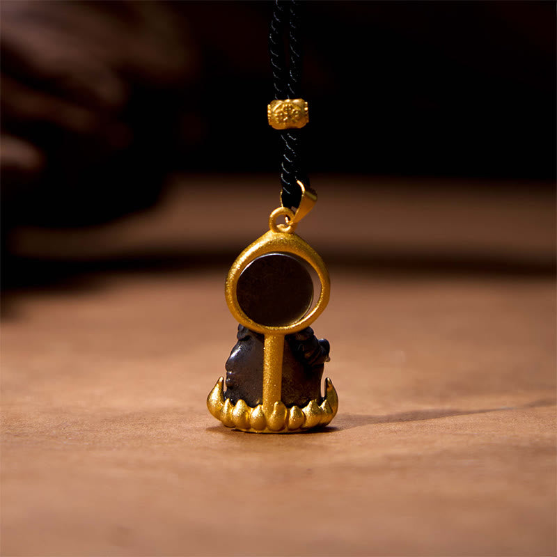 Buddha-Steine, tibetischer gelber Jambhala, gelber Gott des Reichtums, Buddha, Gelassenheit, Halskettenanhänger - image 4