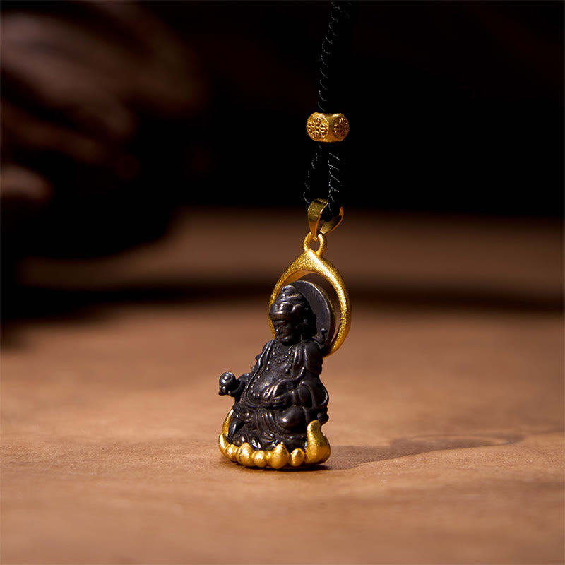 Buddha-Steine, tibetischer gelber Jambhala, gelber Gott des Reichtums, Buddha, Gelassenheit, Halskettenanhänger - image 3