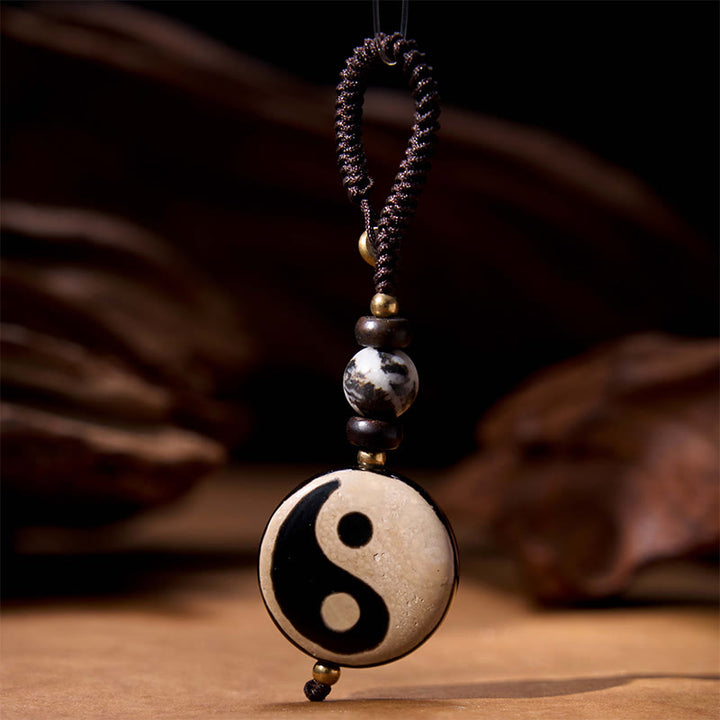 Buddha Steine Natürlicher Achat Yin Yang Dzi Perle Balance Schlüsselanhänger